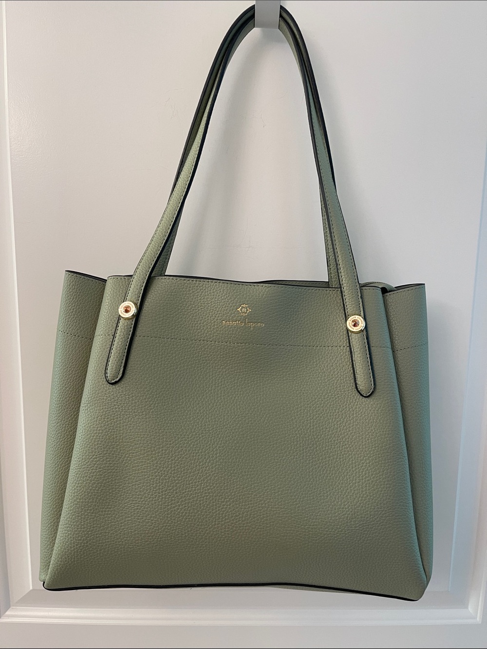 Nanette Lepore Sage Green Pebbled Leather Tote